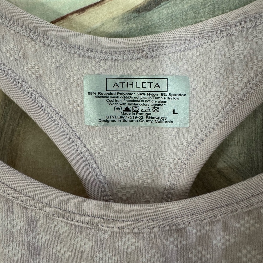 ATHLETA Renew Racerback Steetch Bodycon Tank Light Purple Sleeveless Size Large - Picture 7 of 10